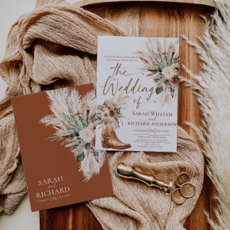Rustic Western Fall Wedding Invitation Card