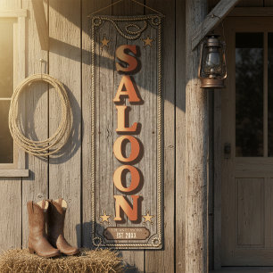 Rustic Western Family Reunion SALOON Vert ID1318 Banner