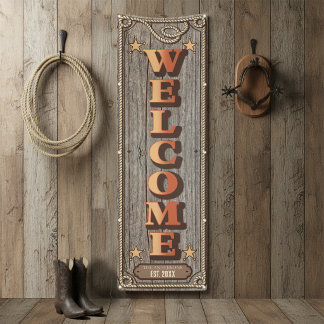 Rustic Western Family Reunion WELCOME Vert ID1318 Banner