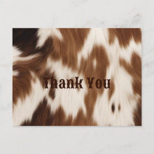 Rustic Western Farm Ranch Cowboy Cattle Thank You Postcard
