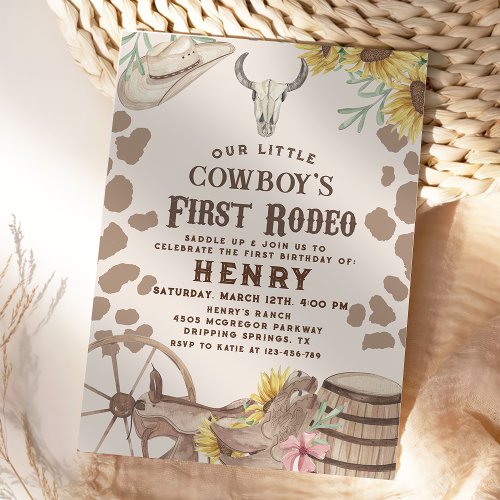 Rustic Western First Rodeo Cowboy 1st Birthday  Invitation