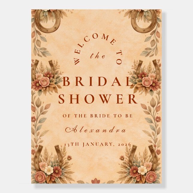 Rustic Western Floral Bridal Shower Foam Board (Front)