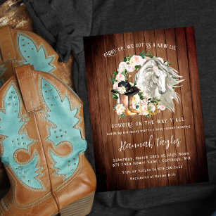 Rustic Western Floral Cowgirl Baby Shower Invitation
