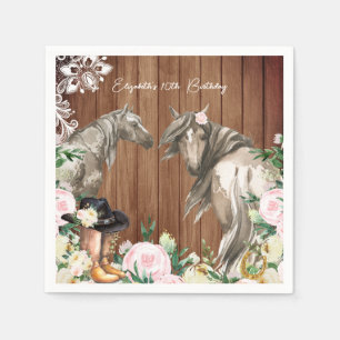 Rustic Western Floral Cowgirl Birthday Party Napkins