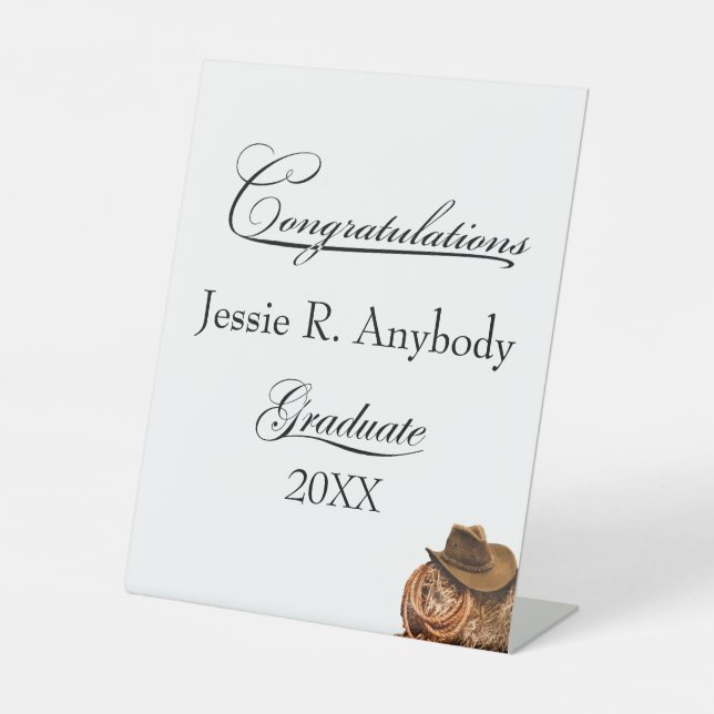 Rustic Western Graduation Pedestal Sign (Front)