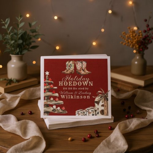 Rustic Western Holiday Hoedown Christmas Napkins
