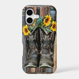 Rustic Western Horse Cowboy boots Sunflowers Case- iPhone 17 Case