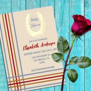Rustic Western Horseshoe Baby Shower Foil Invitation