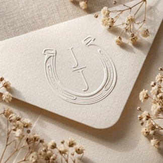 Rustic Western Horseshoe Custom Monogram Wedding Embosser