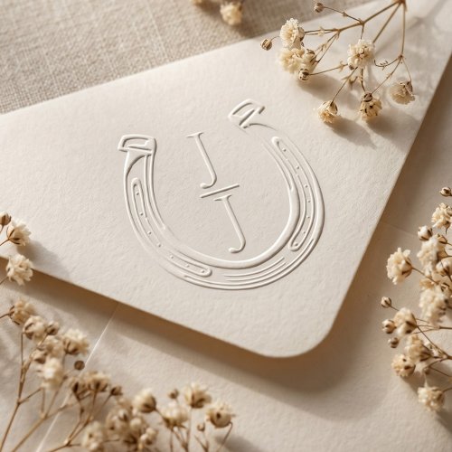 Rustic Western Horseshoe Custom Monogram Wedding Embosser
