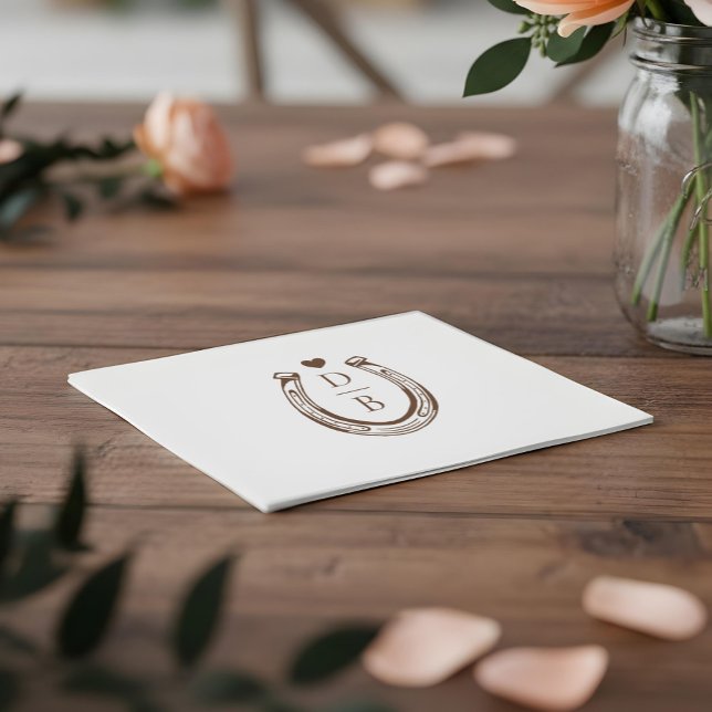 Rustic Western Horseshoe Custom Monogram Wedding Napkins (Rustic Western Horseshoe Custom Monogram Wedding Napkins)