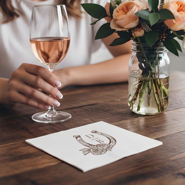 Rustic Western Horseshoe Custom Monogram Wedding Napkins (Rustic Western Horseshoe Custom Monogram Wedding Napkins)