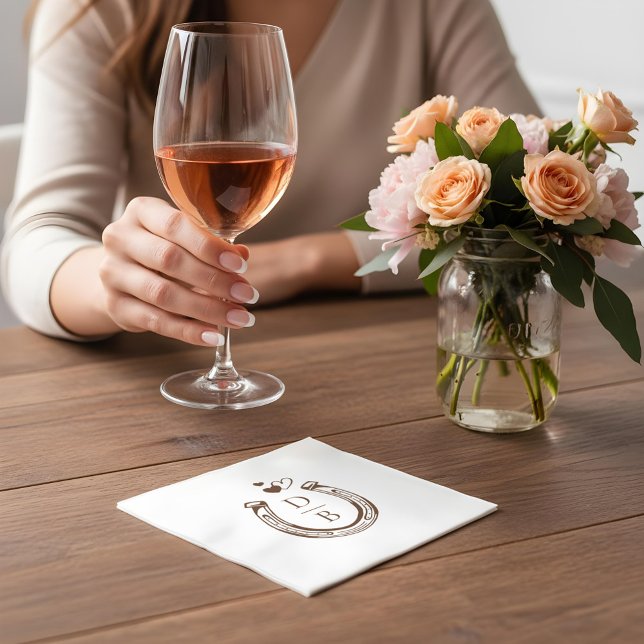 Rustic Western Horseshoe Custom Monogram Wedding Napkins (Rustic Western Horseshoe Custom Monogram Wedding Napkins)