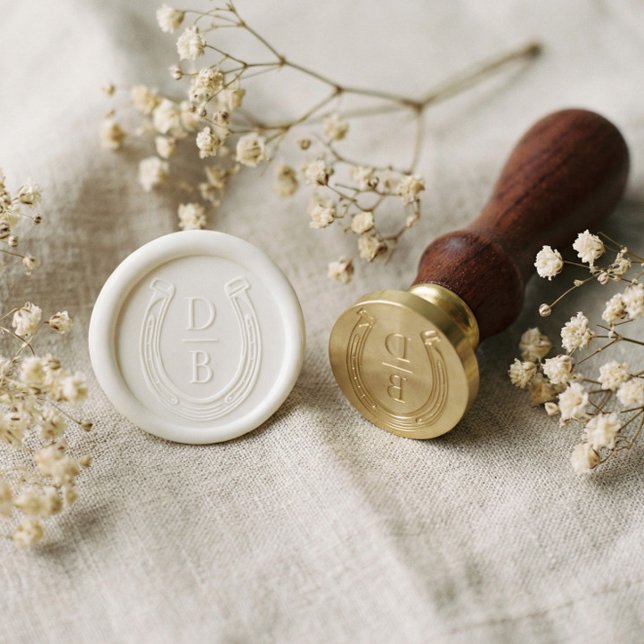 Rustic Western Horseshoe Custom Monogram Wedding Wax Seal Stamp (Rustic Western Horseshoe Custom Monogram Wedding Wax Seal Stamp)