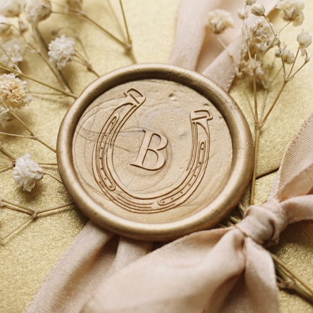 Rustic Western Horseshoe Custom Monogram Wedding Wax Seal Sticker (Rustic Western Horseshoe Custom Monogram Wedding Wax Seal Sticker)