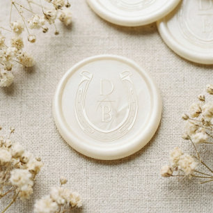 Rustic Western Horseshoe Custom Monogram Wedding Wax Seal Sticker