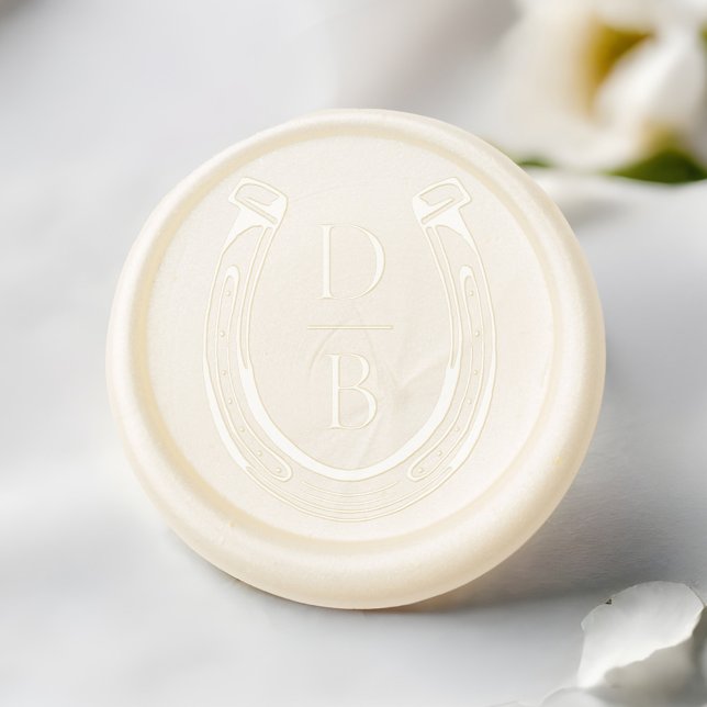 Rustic Western Horseshoe Custom Monogram Wedding Wax Seal Sticker (Rustic Western Horseshoe Custom Monogram Wedding Wax Seal Sticker)