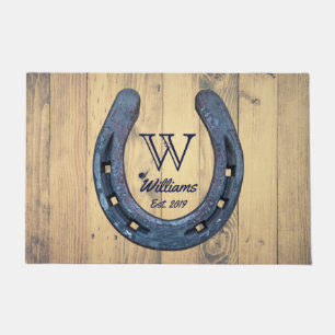Rustic Western Horseshoe Ranch & Barn Wood Doormat