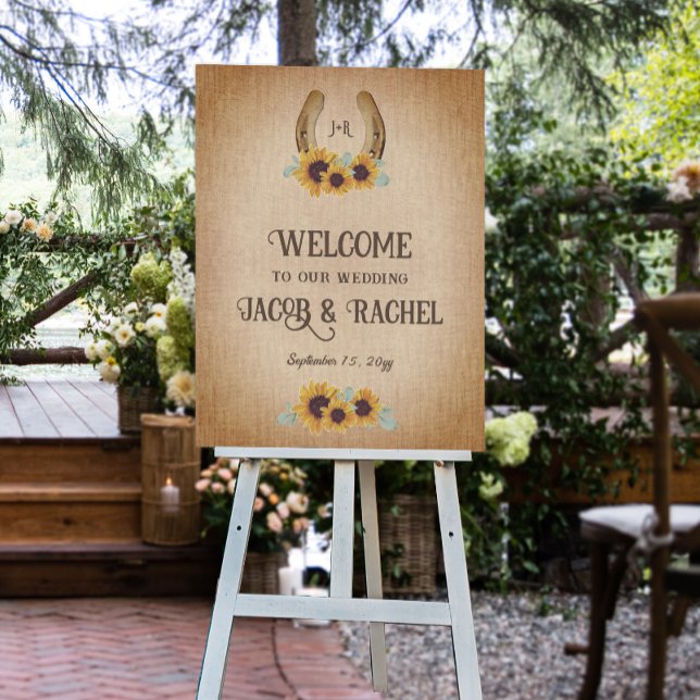 Rustic Western Horseshoe Sunflowers Wedding Foam Board (Creator Uploaded)