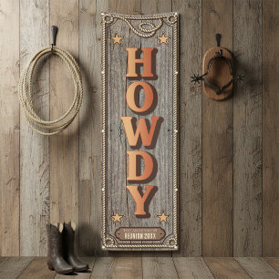Rustic Western HOWDY Family Reunion Vert ID1318 Banner