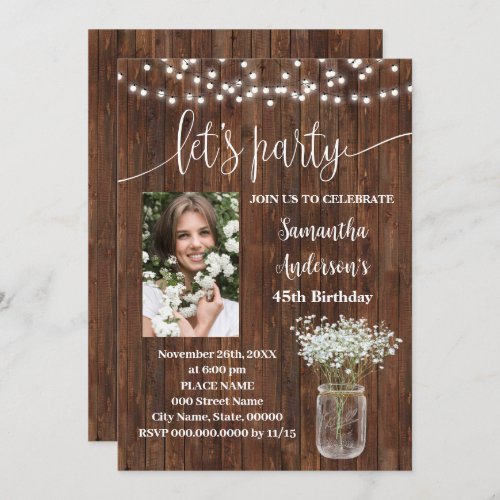 Rustic Western Lets Party Birthday with Photo Invitation