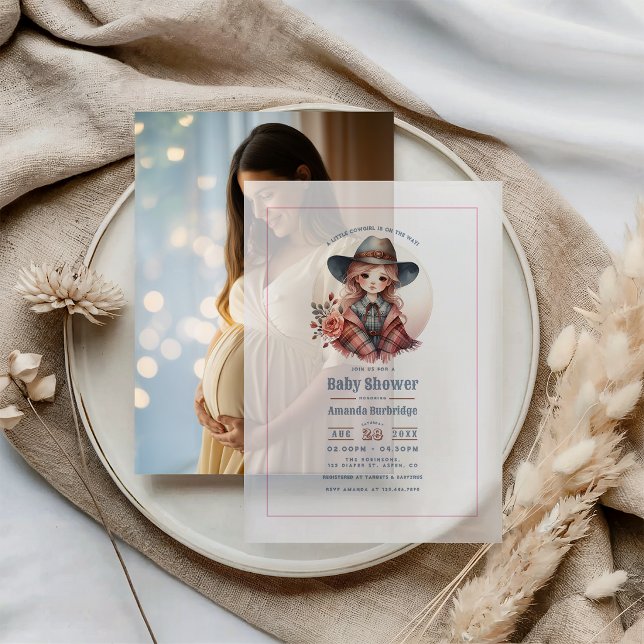 Rustic Western Little Cowgirl Baby Shower Vellum Invitations (Rustic Western Little Cowgirl Baby Shower Vellum Invitations)