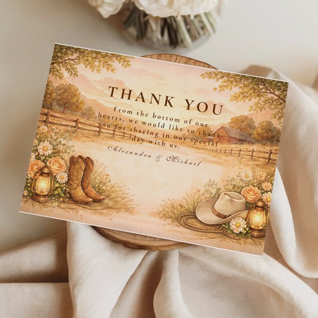 Rustic Western Meadow Wedding Thank You Card (Creator Uploaded)