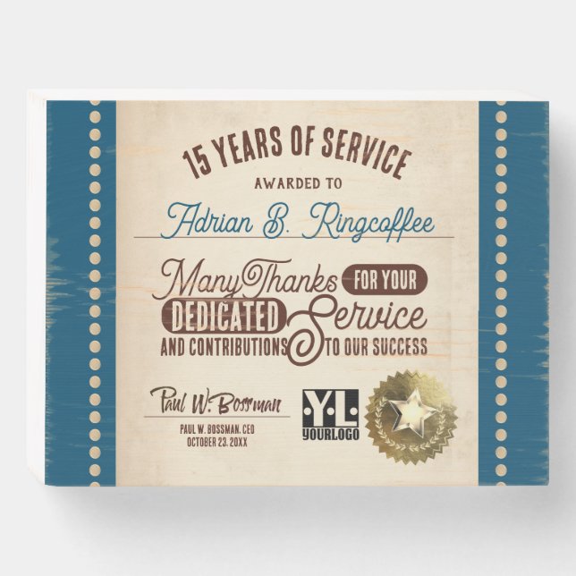Rustic western milestone employee anniversary wooden box sign (Front Horizontal)