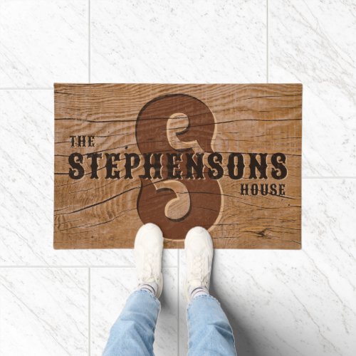 Rustic Western Monogram Family Name Welcome  Doormat