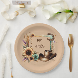 Rustic Western Mr & Mrs Party 9 inch Plates