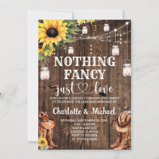 Rustic Western Nothing Fancy just love Wedding Invitation