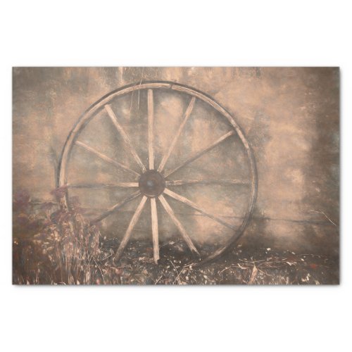  Rustic Western Old Sepia Sketch Art Wagon Wheel Tissue Paper
