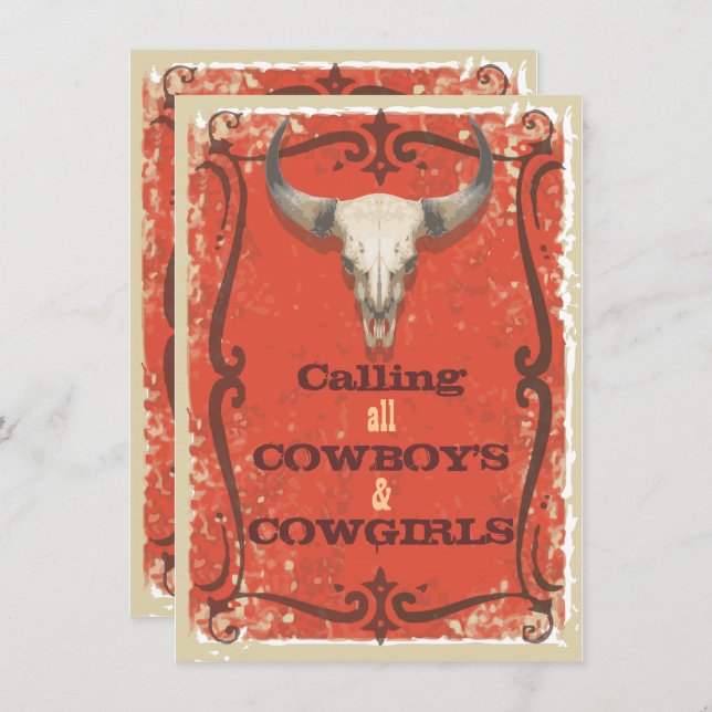 Rustic Western Party Invitation (Front/Back)