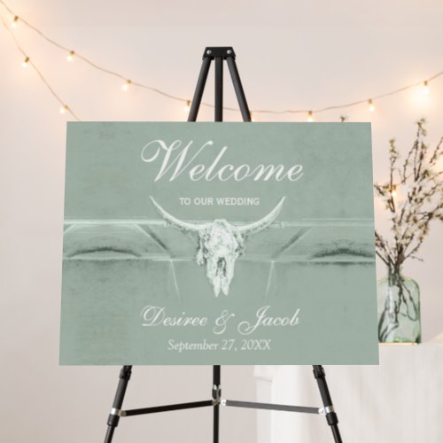 Rustic Western Pastel Sage Green White Welcome Foam Board