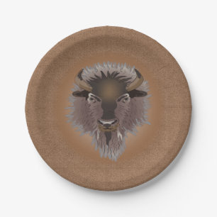 Rustic Western Plains Bison Paper Plates