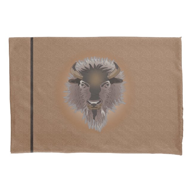 Rustic Western Plains Bison Pillow Case (Front-Left)