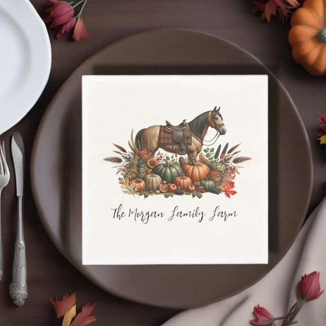 Rustic Western Pleasure Horse Thanksgiving Napkins (Enjoy this Rustic Western Thanksgiving Horse design! Customize with your favorite event!)