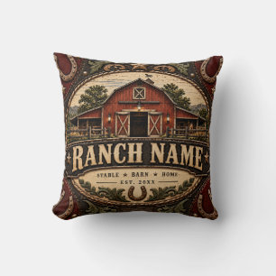 Rustic Western Ranch Barn Throw Pillow