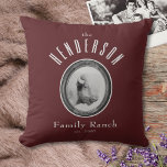 Rustic Western Ranch Buffalo Custom Red Throw Pillow