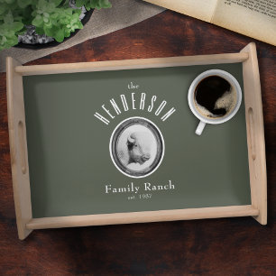 Rustic Western Ranch Buffalo Custom Sage Serving Tray