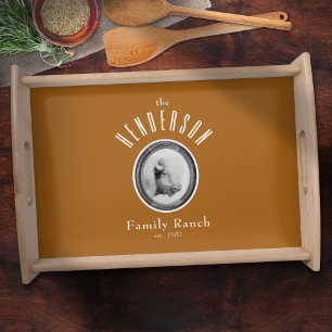 Rustic Western Ranch Buffalo Custom Tan Brown Serving Tray