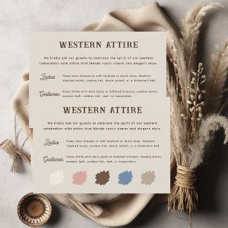 Rustic Western Ranch Wedding Attire Enclosure Card