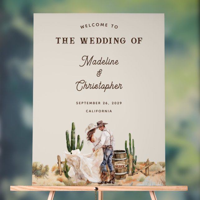 Rustic Western Ranch Wedding Welcome Sign (Neutral)