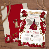Rustic Western Red Roses Floral Charro Quinceanera
