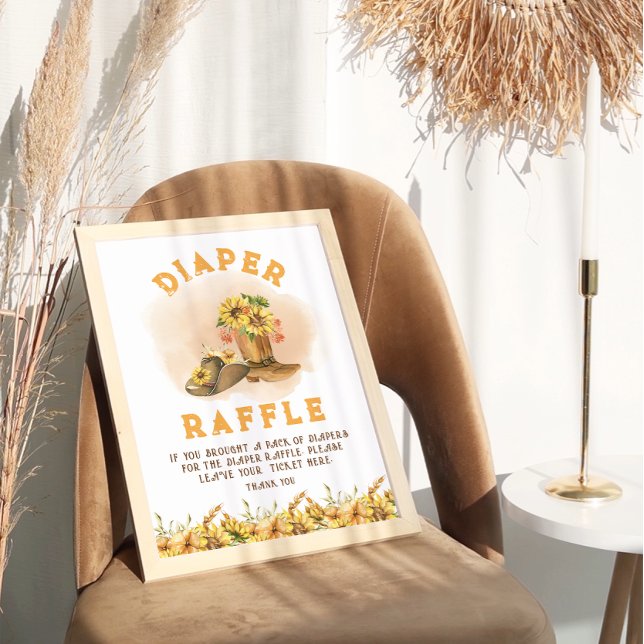 Rustic Western Rodeo Baby Shower Diaper Raffle Poster (Creator Uploaded)