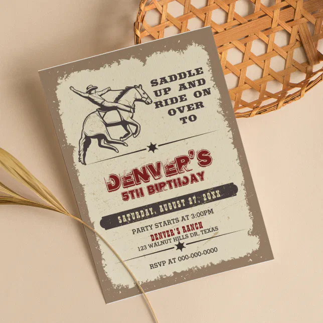 Rustic Western Rodeo Cowboy Birthday Invitation | Zazzle