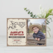 Rustic Western Rodeo Cowboy Birthday Invitation (Standing Front)