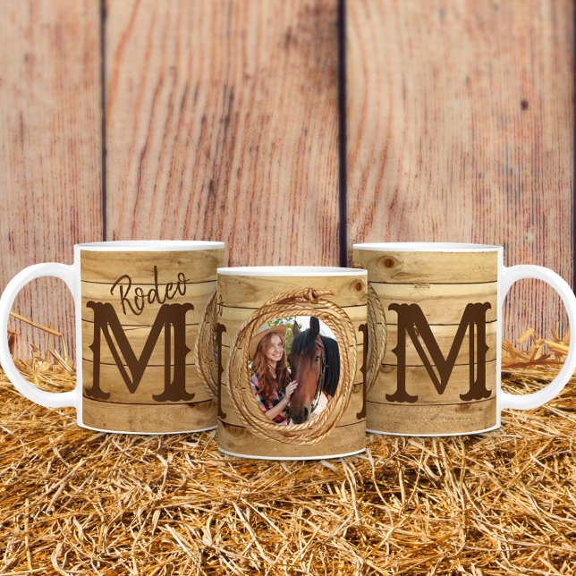 Rustic Western Rodeo Mom Photo Coffee Mug (Creator Uploaded)