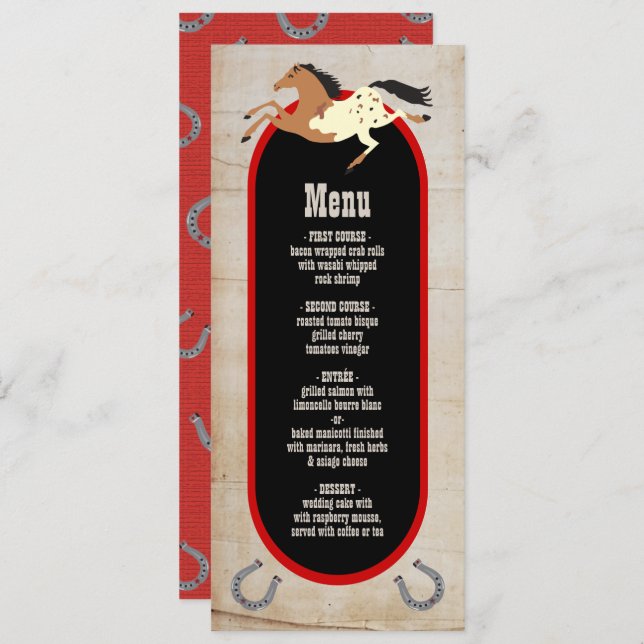 Rustic western rodeo Wedding Menu (Front/Back)