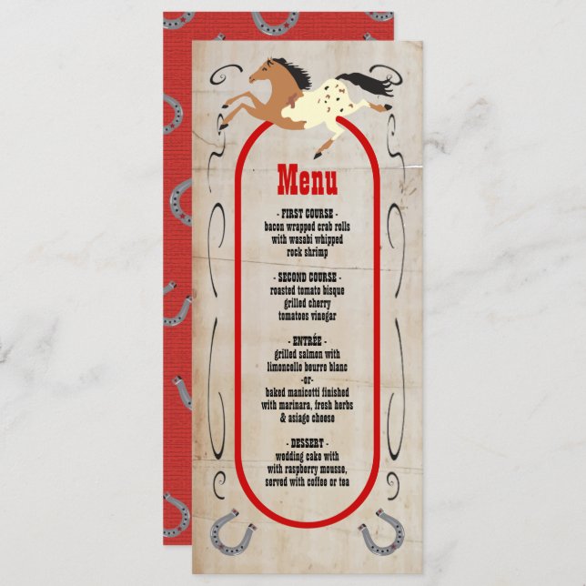 Rustic western rodeo Wedding Menu (Front/Back)